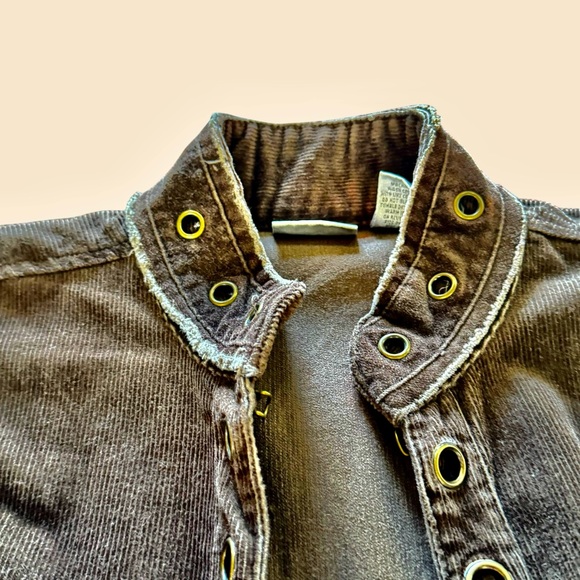 Chico’s Brown Corduroy Military Jacket Hook & Eye Grommet Front size 1 - Picture 4 of 14